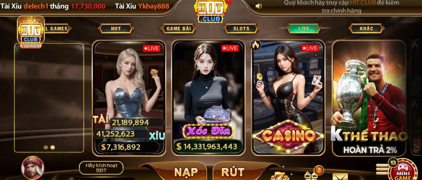 Truy cập vào trang chủ của Hitclub