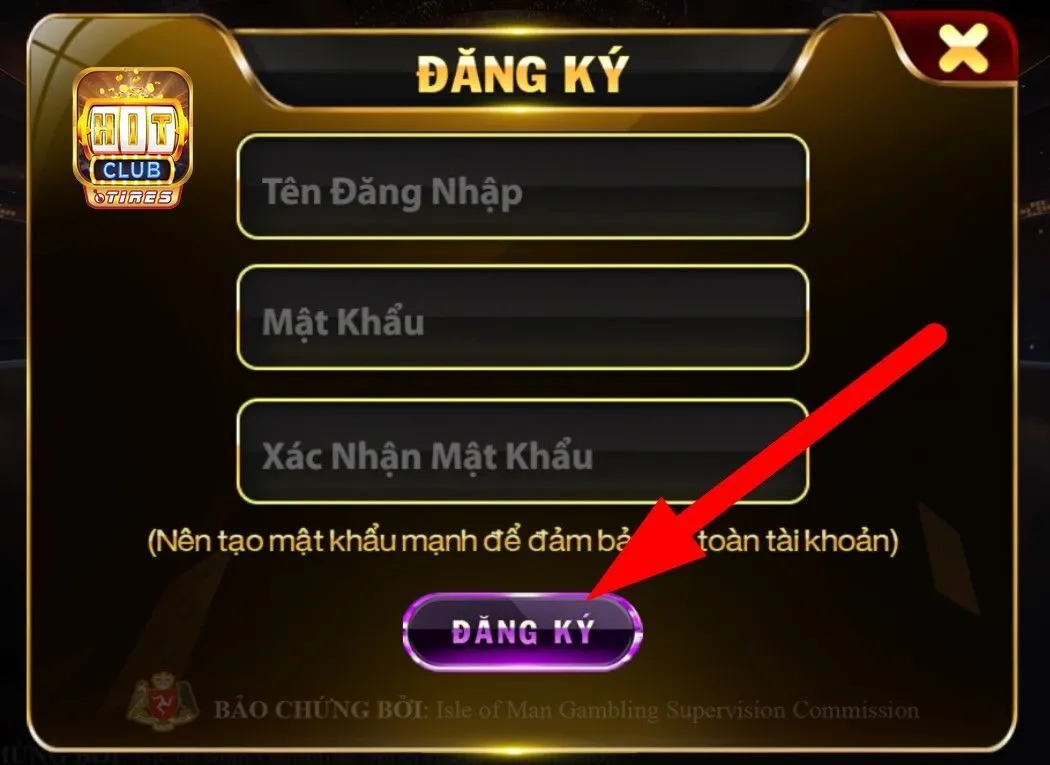 Người chơi gửi lệnh đăng ký Hitclub