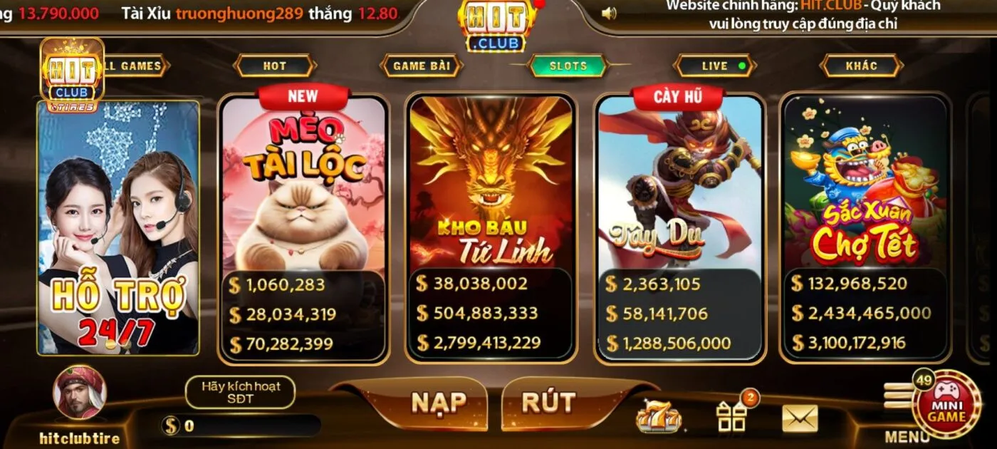 Thao tác cần thực hiện để rút tiền Hitclub