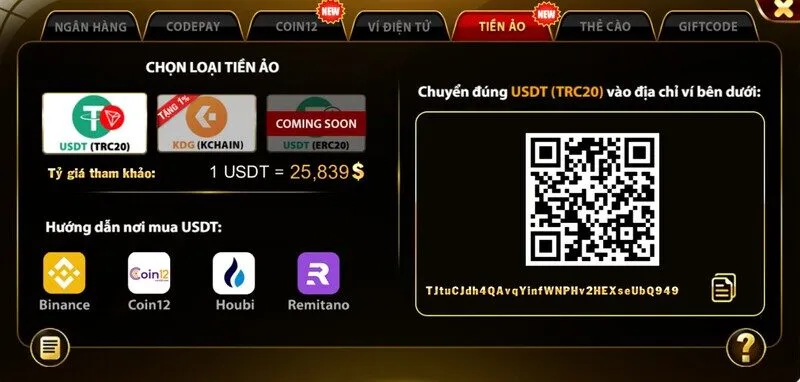 Hướng dẫn việc nạp tiền tại Hitclub